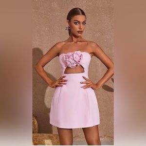 Mew Mews NWT Pink Mini Dress w/Cutout & Flower Detail